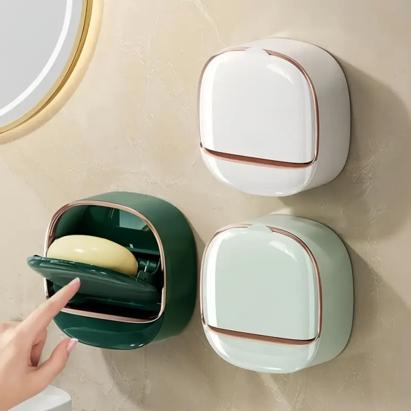 Light  wall-mounted soap box, no-drill soap holder with drainage for the bathroom