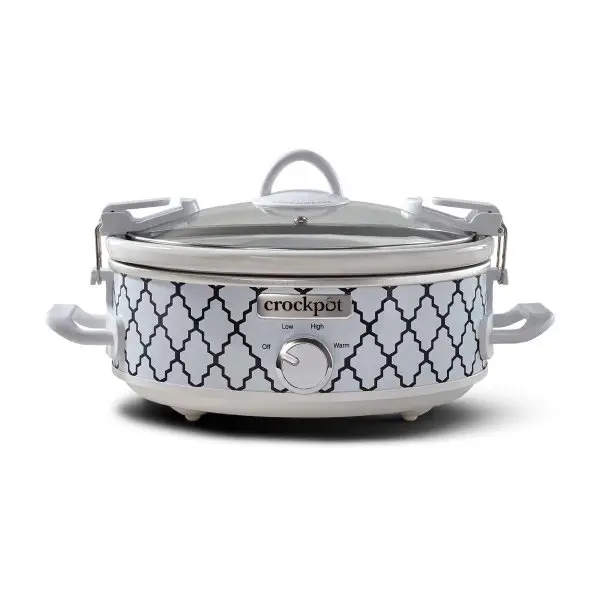 Crock-Pot 2.5-Quart Casserole Crock Manual Slow Cooker, White/Blue Pattern, 1 CT