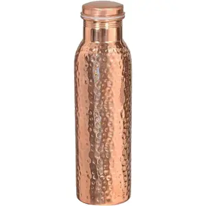 100% Pure Copper Water Bottle Ayurvedic Water Copper Bottle - Leak-Proof Water Bottle Seal Cap, Joint Free Copper Bottle 32 Oz Hammered (Hammered) 900 Ml (Pack Of 1)