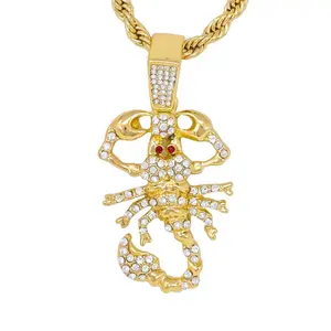 Iced Medium Scorpion Pendant with 4mm Rope Chain 24"