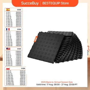 SucceBuy Garage Tiles Interlocking Garage Floor Covering Tiles Non-Slip Double-Sided Texture for Garages Basements Repair Shops
