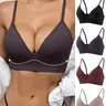 4-piece women's gathering fixed cup bra, Wireless Padded Bra, Padded Brassieres, sports thread non-removable breast pad, adjustable shoulder straps, thickened high elasticity design, and closed side breasts to prevent sagging