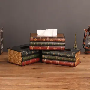 Vintage Book Shaped Tissue Box, Retro American Style Decorative Fake Book Tissue Holder for Home, Living Room & Cafe # GLOBAL PICKS