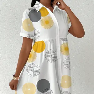 Button‑Front All‑Over Print Shirt Dress