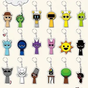 18PCS Acrylic Sprunki Keychain For Accessories Sprunki Oren Raddy Gray Brud Vineria Pendant Keyring Key chain Jewelry Fans Gifts