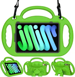 Case for iPad Mini 7 (A17 Pro) 2024/ Mini 6 2021, iPad Mini 7th/6th Generation Case with  Strap - Durable Shockproof with Handle Stand Protective Cover for iPad 8.3 Inch, Green