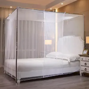 White Mosquito Net Tent for Bed，One Side Opening Canopy Netting Curtain Net for Bedroom Decoration for Queen Size（Without Bed Frame）