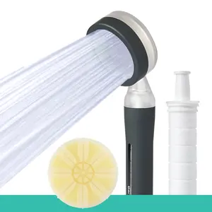 Barumi Pluo Handheld Filtered Shower Head - Charcoal, Vitamin C Filter for Healthy Skin & Hair, High Pressure Soft Spray, Dual Filtration Removes Chlorine & Impurities, Gentle Shower for Pets