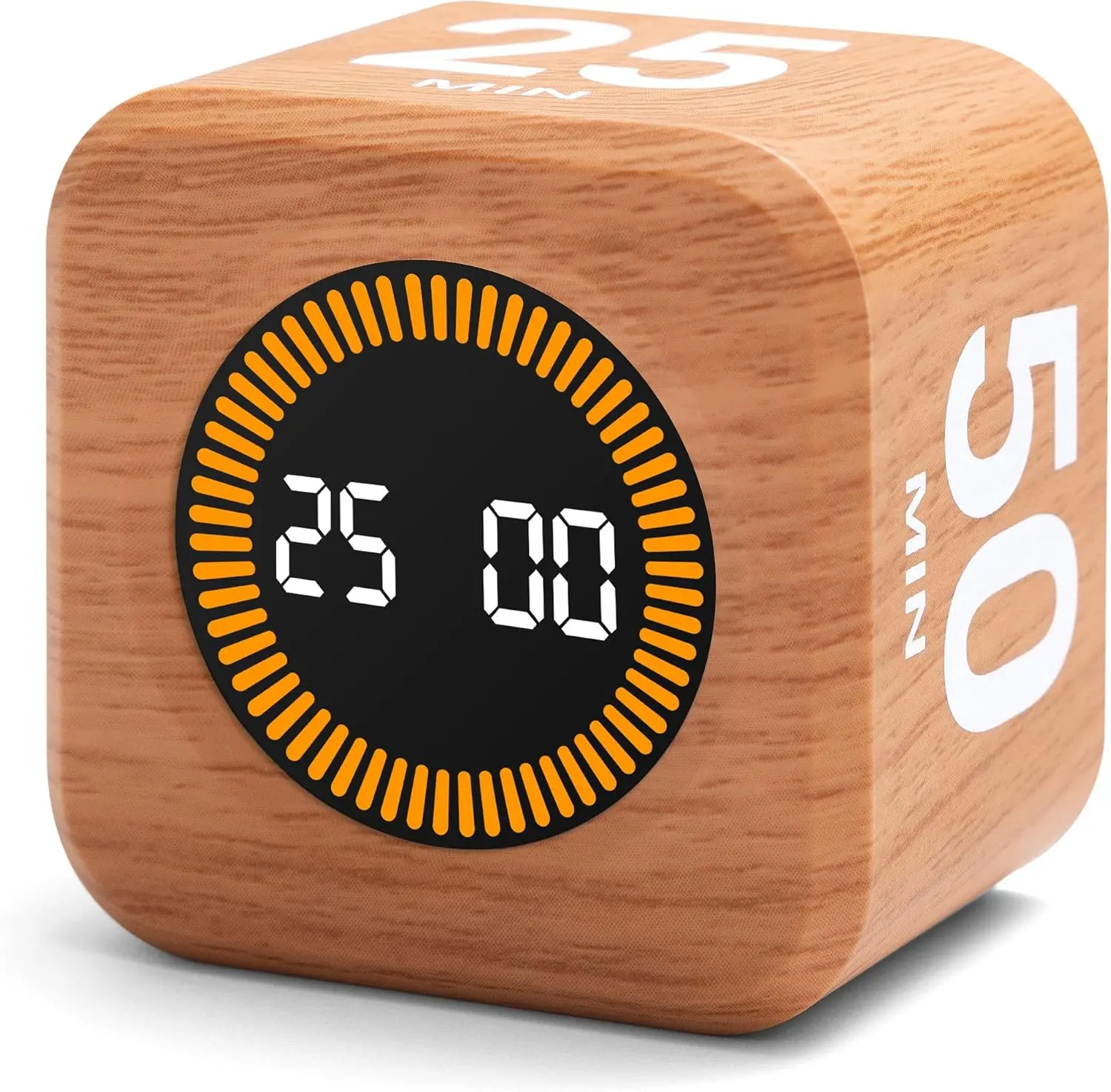 Rotating Productivity Timer 5, 25, 10, 50 Minutes Preset, Desk Cube w/Gravity Sensor for , Mute Functions, Ideal for Work, Study, Kitchen,  to School (1,  Grain Finish)