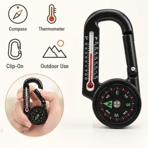 Compasses Carabiner Clip Keychain for Outdoor Hiking Camping Multifunctional Handheld Mountain Climbing Thermometers - Ball Compass and Thermometer Carabiner | Hiking, Backpacking, and Camping Accessory | Clip On to Pack, Parka, or Jacket