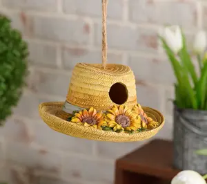 Girl Next Door Straw Hat With Sunflowers Bird House