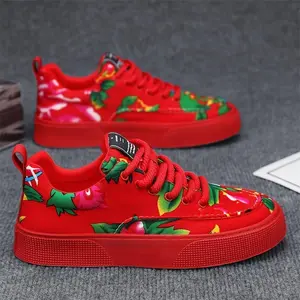 Men’s funny novelty flower-print skateboard shoes—comfortable, non-slip, durable lace-up sneakers suitable for men’s outdoor activities; also a great New Year and Christmas gift; women’s clothing.