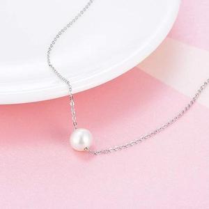 AAAA Ladies Single Pearl Necklace Sterling Necklace 6-8mm  Pearl Wedding Bridesmaid Memorial