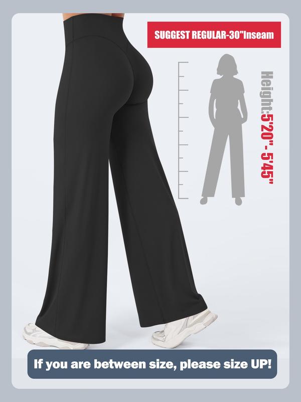 30" Inseam Loose-Fit Casual Straight Leg Yoga Pants for Women (Fits Heights 5'2"–5'4"), High-Waisted Stretchy Buttery Soft Athleisure Style Bottoms for Gym, Workouts and Yoga, No-Front-Seam Design