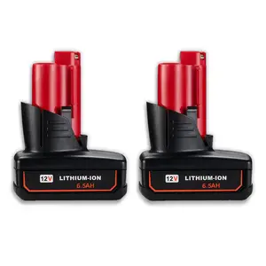 6.5Ah 12V Battery Compatible for Milwaukee M12 Battery 48-11-2401 48-11-2412 48-11-2411 48-11-2420 48-11-2410 12Volt Cordless Tools for Milvvaukee M12 Lithium Battery