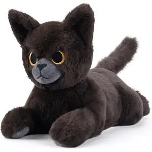 Microwavable & Weighted Cat Stuffed Animal, Heatable & Coolable Huggable Lavender-Scented Plush Toy for Period Cramps, Pain Relief & Anxiety, Soft Cat Gift for Boys, Girls, Babies & Toddlers（Black）