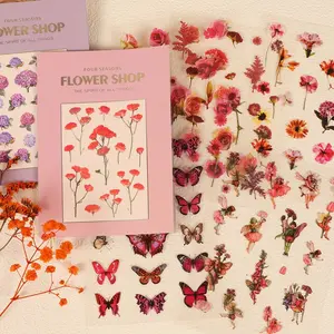 20sheets Large Size PET Waterproof Floral Theme Sticker Book,Perfect for Journal Supplies,Arts Crafts,Scrapbooking Supplies,Junk Journal Kits,DIY Crafts,ater Bottle,Skateboard,Arts Crafts,Clip Art, Watercolor Art
