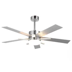 52" Modern Ceiling Fan Double-sided Blades with Main & Side LED Light Downrod Mount