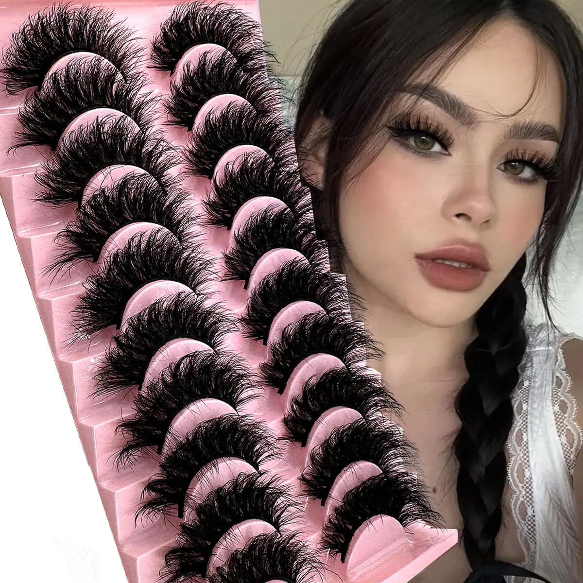 UMIRYAO 10 Pairs Luxury Fluffy Lash Clusters, 5D Soft Faux Mink Cat Eye Style with D Curl, Mixed 0.07mm, Long Lasting Reusable Cosmetic