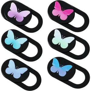 6 Pcs Butterfly Design Ultra-Thin Webcam Cover Slide 0.73''x0.35'' Web Cam Privacy Blocker for Laptop Desktop Computer Smartphone Tablet to Protect Your Privacy and Security