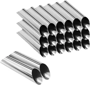 20 Pack 5 Inch Large Non-stick Stainless Steel Cannoli Tubes Forms, Cream Horn Danish Pastry Molds for Croissant Shell Cream Roll with Cleaning Brush Included