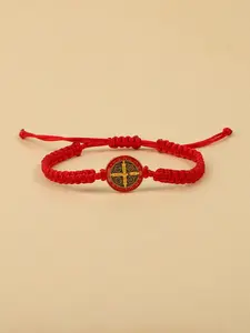 2 Pcs Red St. Benedict Bracelets, Catholic Rosary Gifts, Black Adjustable String, Saint Benedict Medal, Religious Jewelry for Men & Women, Bracelet With Charms