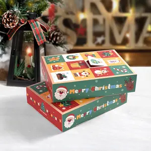 2Pcs Christmas Giftbox Set, 12-Grid DIY Kids Countdown Advent Calendar Box with Finger Poked Surprises, 2024 New Year Party Decorations Supplies