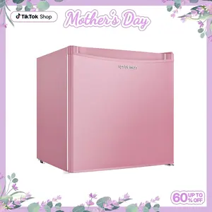 Upstreman mini fridges 1.7 Cu.ft with Freezer Pink FR17 Adjustable Thermostat Energy Saving Low Noise Single Door Compact Refrigerator for Dorm Office Can Bedroom