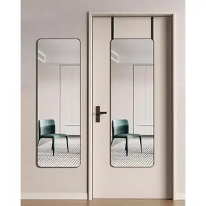 Full length mirror door mirror over the door mirror full length 14x 48 door hanging rounded corner wall mirror full body mirror black
