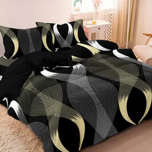 Skin-Friendly Comfortable - Plant Geometric Floral Duvet Cover - 3pcs Duvet Cover Set - Modern Bedding Set - Home Hotel Supplies - (1 Duvet Cover+2 Pillowcases,No Core)