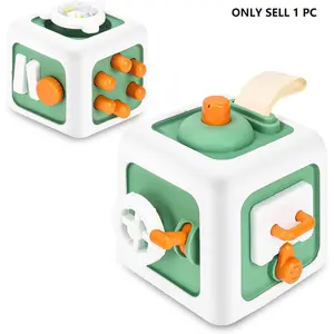 6 in 1 Busy Cube, Toddler Busy Board, 1 Count Montessori Sensory Toys for Fine Motor Skills, Lightweight Travel Activities Learning Toys for Gifts, Preschool Busy Board, Sensory Activity Board