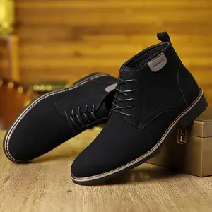 Urban Toughness Style Men’s Lace-Up Ankle Boots – Black, fashionable and durable with a secure fit and sturdy construction for an active lifestyle