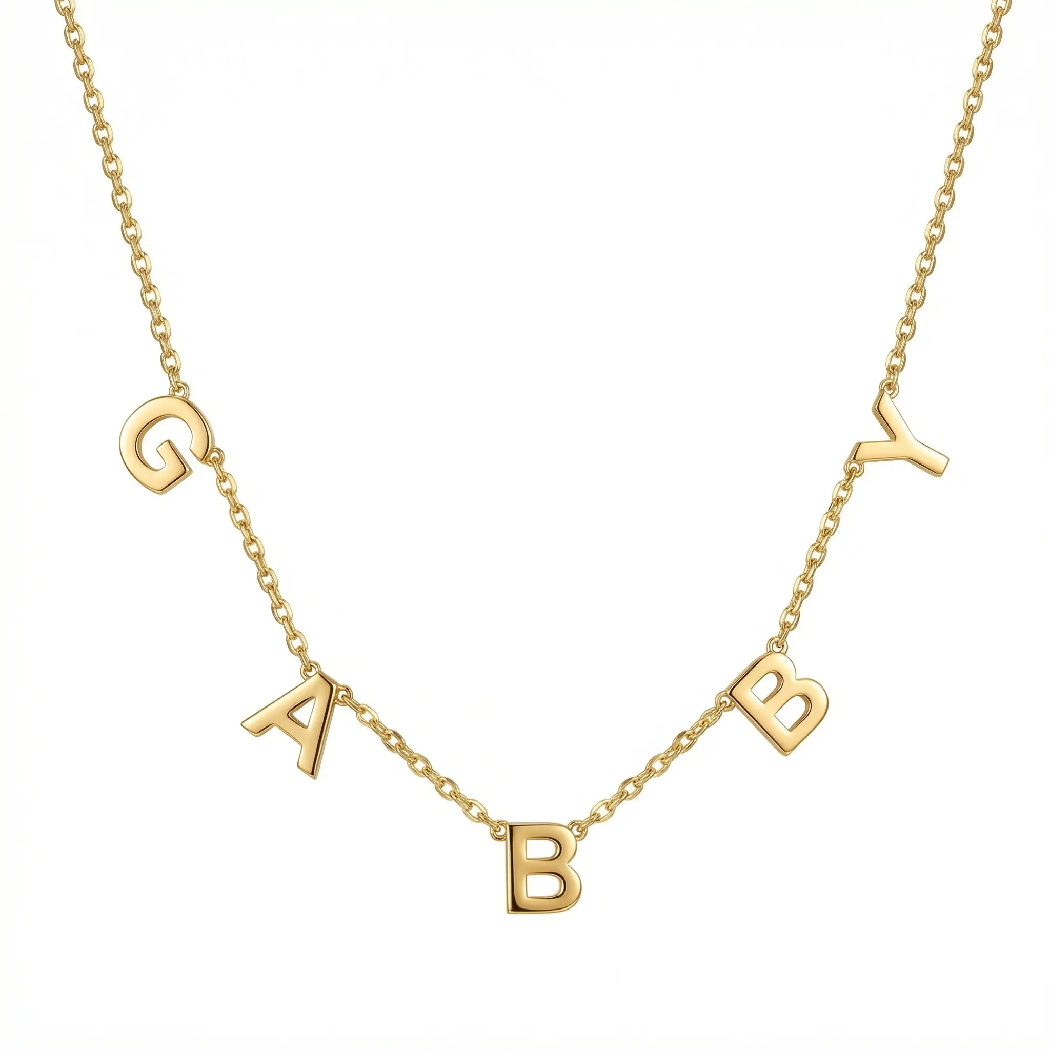 Letter Name Necklace – Solid 925 Sterling Silver, Thick Real 18K Gold Plating – letter name pendant necklace, personalized jewelry, custom jewelry, bridesmaid gift, monogram present – Gift for Her, Mom & Best Friend, Mother's Day, Anniversary & Birthday
