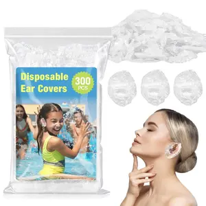 300 Pack Disposable Ear Covers - Plastic Ear Covers Waterproof Plastic Ear Protection Ear Caps for Hair Dye,Shower,Bathing,Salon,Spa,Hotel,Home