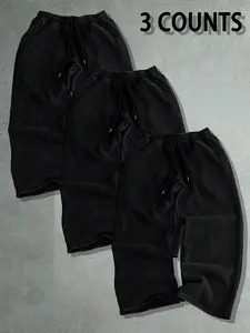 Unisex Casual Street Style Jogger Pants Set, Spring & Fall Fitted Gym Wear, Daily Wear, Moderate Fabric, Three-Piece Pack, Must Buy Essentials