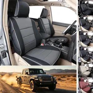 EKR Custom Fit Jeep Gladiator Truck Seat Covers for 2020-2025 Sport Sport S Willys Overland Mojave Rubicon North Edition Nighthawk Full Set Leather Waterproof Stain-Resistant Easy Install All-Season Protection 2-Year Warranty fathersdaygift