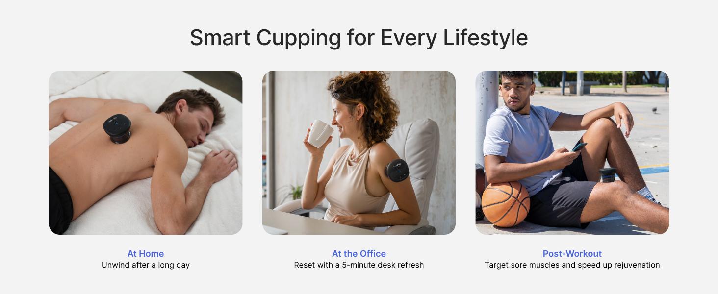 RENPHO Emberace Cup Smart Cupping Massager with 3 Suction Levels up to -55KPa and 850nm Infrared Heating, Rechargeable Massage Device with 70 min Runtime, Multi-Device Sync, 3 Heads & Storage Pouch