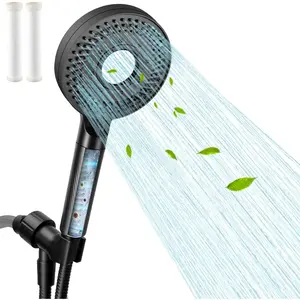 High Pressure Shower Head with Filters for Hard Water, Rain Showerhead with Handheld Spray Power Wash to Clean Tub, Corner, Pet, Water Softener Shower Set Remove Chlorine and Harmful Substance