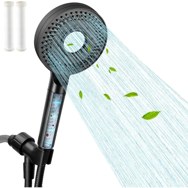 High Pressure Shower Head with Filters for Hard Water, Rain Showerhead with Handheld Spray Power Wash to Clean Tub, Corner, Pet, Water Softener Shower Set Remove Chlorine and Harmful Substance
