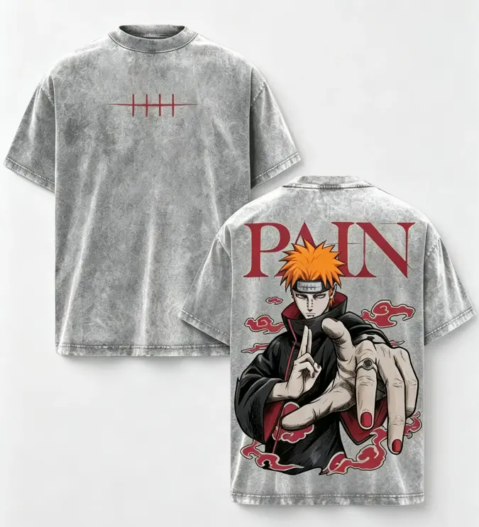 Men's Naruto Pain Nagato Akatsuki Oversized Casual Classic Cloud Shortsleeve Tee - Heavyweight Cotton,cotton tee shirt my type of man tee Boxy Fit, Retro Dark Anime Streetwear, 2-Sided Print, Breathable, Summer Ootd Gift, Round Neck, Menswear Tops