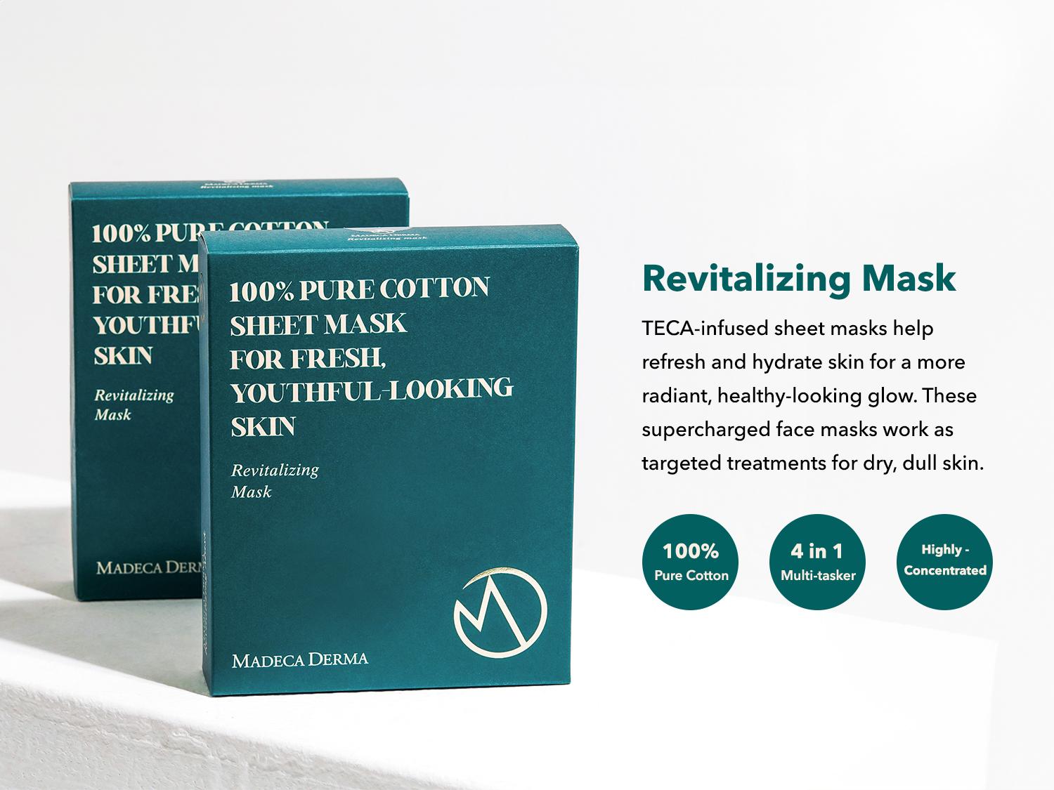 [Madeca Derma] Revitalizing Facial Sheet Mask 10pcs | Centella Asiatica, Niacinamide | Sensitive & Acne-prone | Korean pharmaceutical skincare