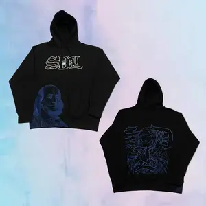 SDL x VIRGIN MARY Hoodie Black/Blue, Heavyweight Oversized Pullover, Streetwear Essential Hoodie, Viral Outfit Must-Have