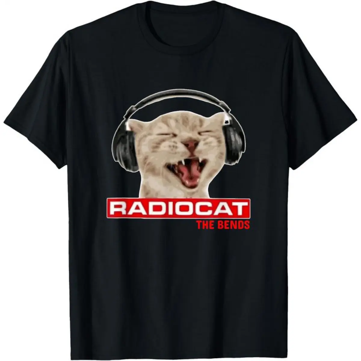 Ootd 100% Cotton Radiocat The Bends Funny Music Cat Meme Cat Mom Cat Lover T-Shirt
