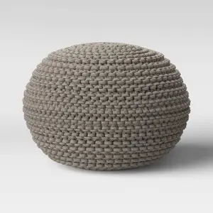 Cloverly Chunky Knit Pouf Gray - Threshold