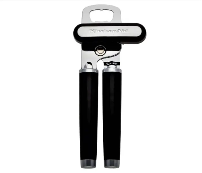 KitchenAid Classic Multifunction Kitchen Can Opener with Bottle Opener - Easy-to-Use, Razor-Sharp Stainless Steel Cutting Wheel, Soft Ergonomic Handles, Black