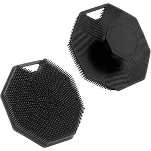 2Pack Silicone Body Scrubber, Body Buffer Exfoliating Brush with Silicone Loofah, Scalp Exfoliator Hair Shampoo Skin Cleaning Brush, Bath & Body Brushes for Men Women use in Shower (2Pack)