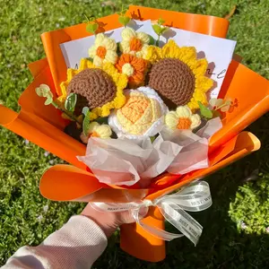 Crochet sunflowers bouquet