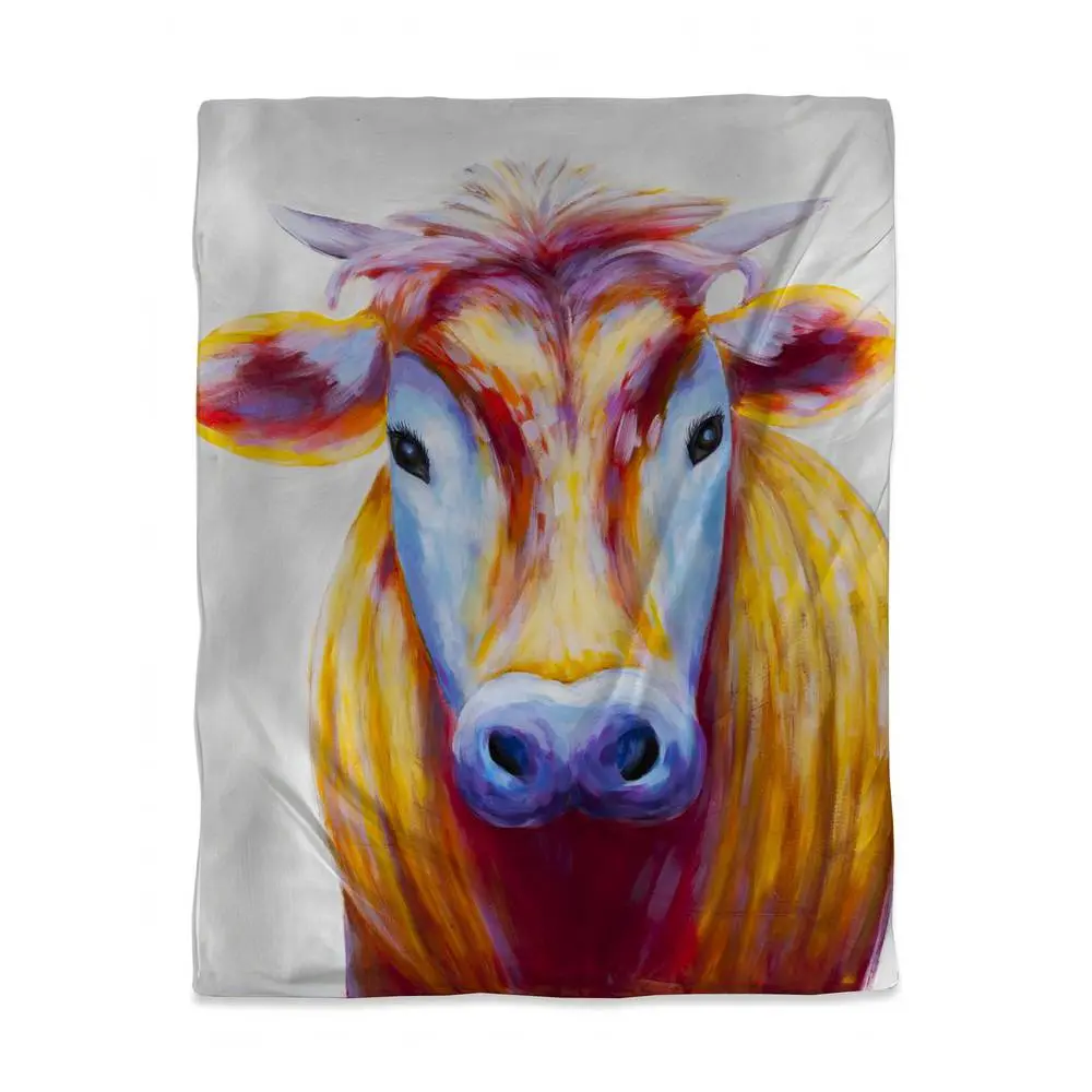 Begin Home Decor 3817-VWCT-AN147 Colorful Country Cow Twin Size Duvet Cover - Bedroom Animals Home Decor
