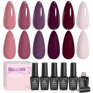 Beetles Winter Gel Nail Polish Set -  Fall Dark Purple Maroon Mauve Plum Gel Polish Kit, Soak Off UV LED Nail Gel for Autumn Manicure Nail Art Gifts for Women  Christmas Gift