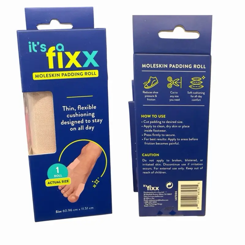 FIXX Moleskin Padding Roll, 60.96cm x 11.51cm Size, Adhesive Skin Protection for Blisters, Calluses